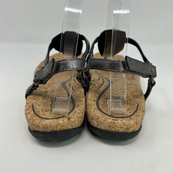 Aetrex Women's Silver Metallic Thong Slingback Sandals Cork Footbed Size 10.5-11 - Picture 7 of 13